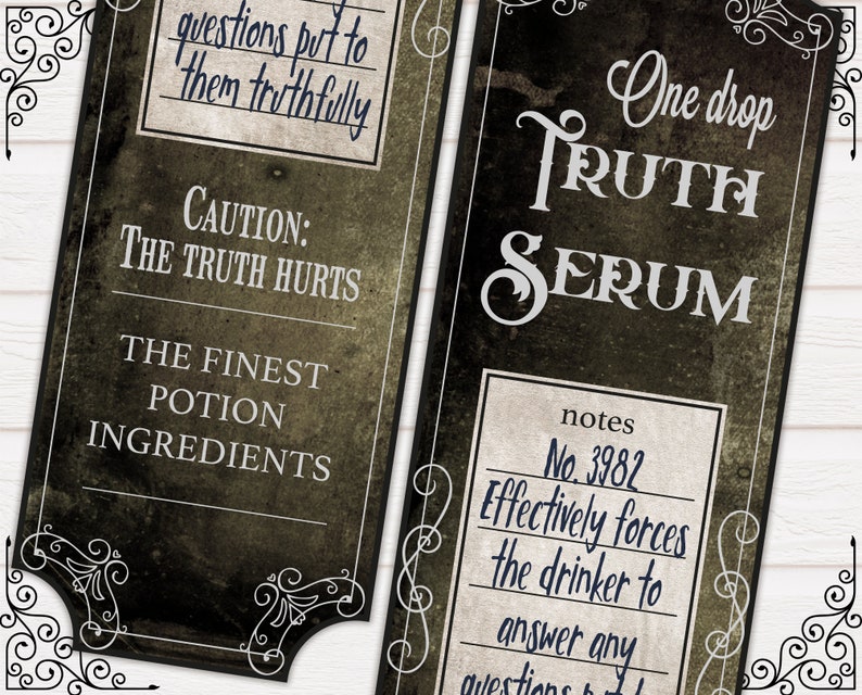 Truth Serum Potion Labels 3 Sizes Printable Blank