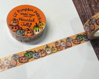 Pumpkin Patch Washi Tape | 15mm x 10m | Cute craft tape, gourd gift wrap | Halloween gift reusable tape | autumn Stationery Japanese paper