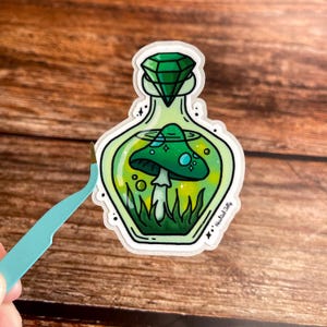 Cute Green Potion Bottle Sticker | Easy Peel | Magic Cosy Halloween Sticker | Nature Die Cut Vinyl Sticker | Witch Stationery spooky Sticker