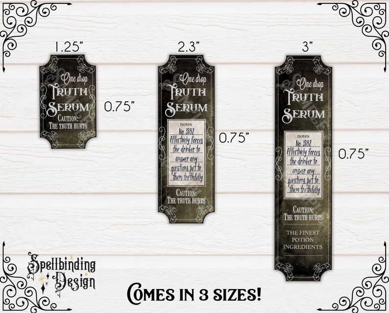 Truth Serum Potion Labels 3 Sizes Printable Blank Apothecary | Etsy