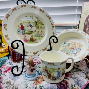 Vintage jaren 1980 Royal Doulton Bunnykins 3-delige set