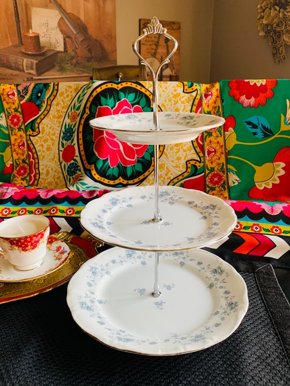 Vintage 1970s Johann Haviland Porcelain 3-tiered Plate Stand