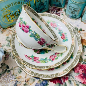 Vintage 1920s Standard English Bone China Trio - Indian Tree