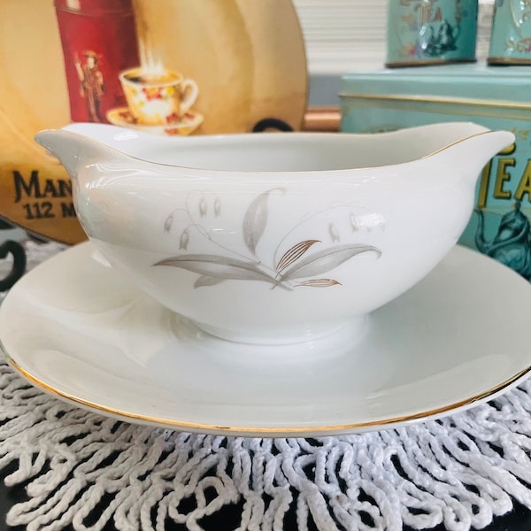 Vintage 1960s Kaysons Fine China Gravy Boat - Golden Rhapsody