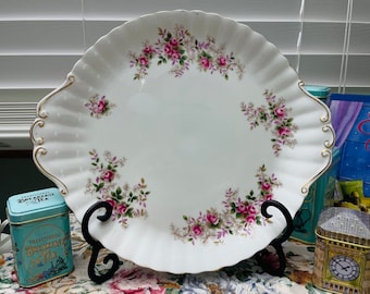 Vintage 1970s Royal Albert English Bone China Cake Plate - Lavender Rose