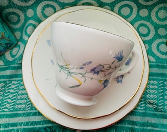 Vintage 1980s Fine Bone China Trio - Harebells