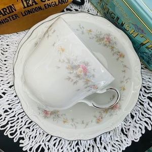 Vintage 1980s Johann Haviland Bone China Trio - Floral Splendor