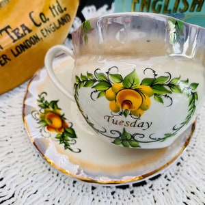Vintage 2000s Korosten Russian Porcelain Tea Cup and Saucer - Tuesday