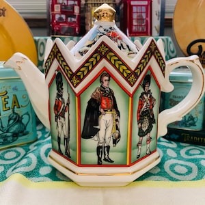 Vintage 1980s Sadler English Bone China Teapot - Battle of Waterloo