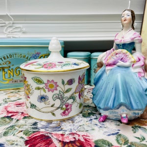 Vintage 1950s Minton Haddon Hall English Bone China Lidded Preserve Pot