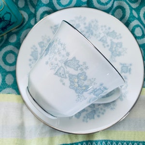 Vintage 1960s Royal Doulton English Bone China Tea Cup and Saucer - Meadow Mist
