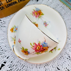 Vintage 1940s Old Royal English Bone China Tea Cup and Saucer