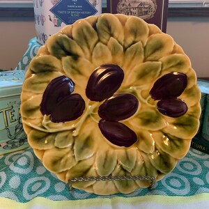 Vintage 1920s French Sarreguemines Plate - Plums