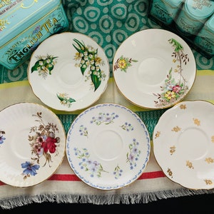 Vintage 1920 - 1960 English Bone China Orphan Saucers