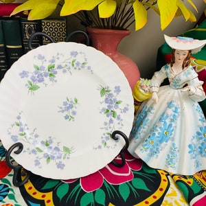 Vintage 1960s Adderley English Bone China Salad Plate - Forget-Me-Nots