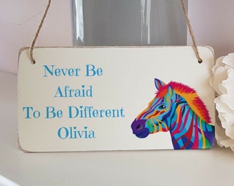 Personalised Zebra Wooden Plaque, name Plaque LGBT, Sign, Gift, Bespoke