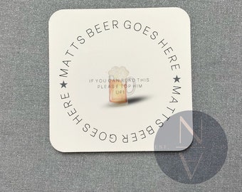 Personalised 'Beer goes here' cork back Coaster