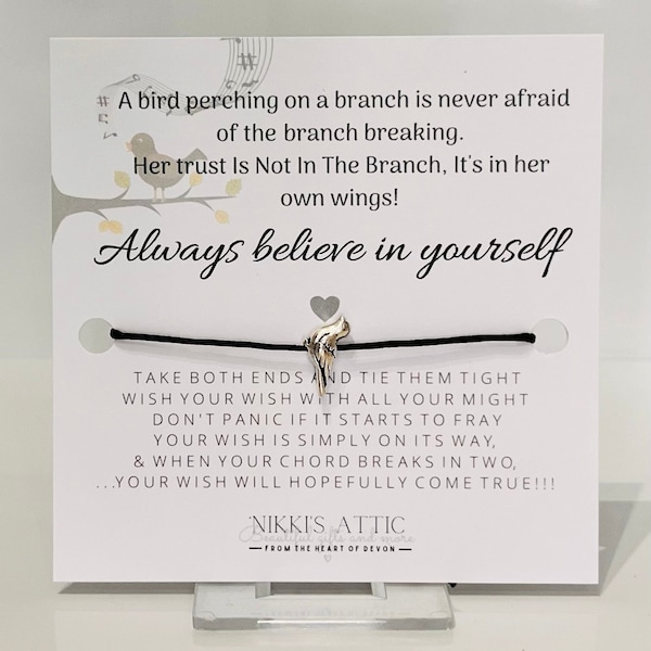 Inspirational Quote With Delicate Bird Charm Make A Wish Bracelet