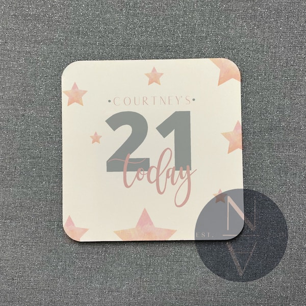 Big Age Name & Number Stars Personalised Coaster