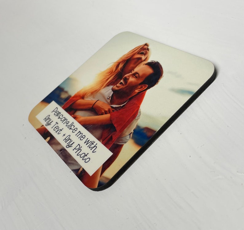 Personalised custom wooden coaster, Add your own photos plus Any Text, 9cm x 9cm 4mm thick with cork back ,Made Next Day image 2