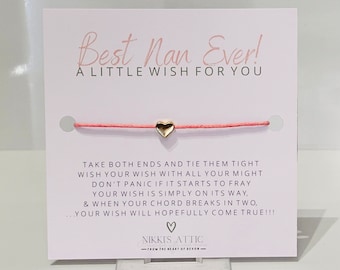 Best Nan Ever 'A Little Wish For You' Wish Bracelet Silver Colour Heart Charm.
