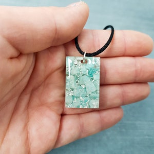 Harmony Amazonite Orgonite Necklace - Handcrafted Healing Pendant with Silver image 4