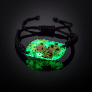 Dalmatiner Jaspis Orgonit Armband: Glow in the Dark 24K Blattgold Amulett