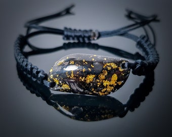 Bracelet Elite Shungite Orgonite pour protection contre les CEM - Or 24 carats, talisman réglable de guérison du chakra racine