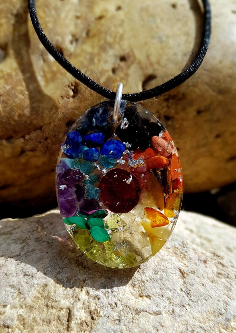 Orgonite Pendant / Black Tourmaline and Peridot Malachite Etsy España