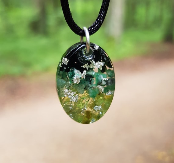 Emerald Necklace With Black Tourmaline & Peridot Black Etsy