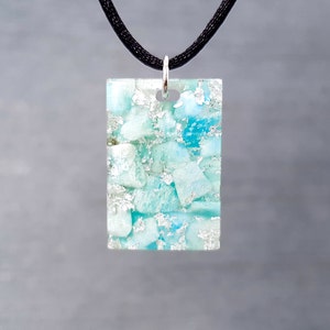 Harmony Amazonite Orgonite Necklace - Handcrafted Healing Pendant with Silver image 3