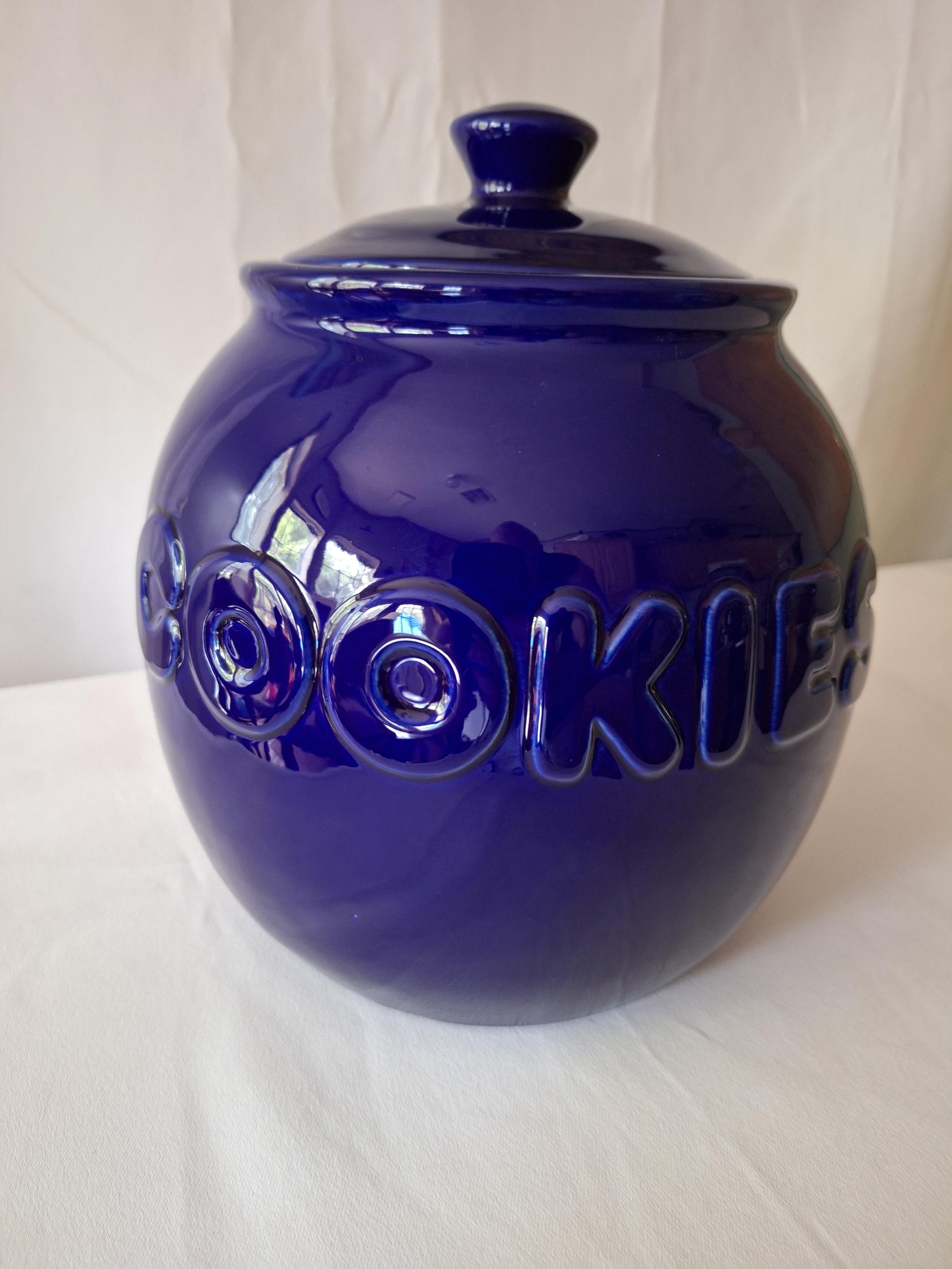 Extremely Rare Cobalt Blue Large Vintage Indigo Cookie Jar