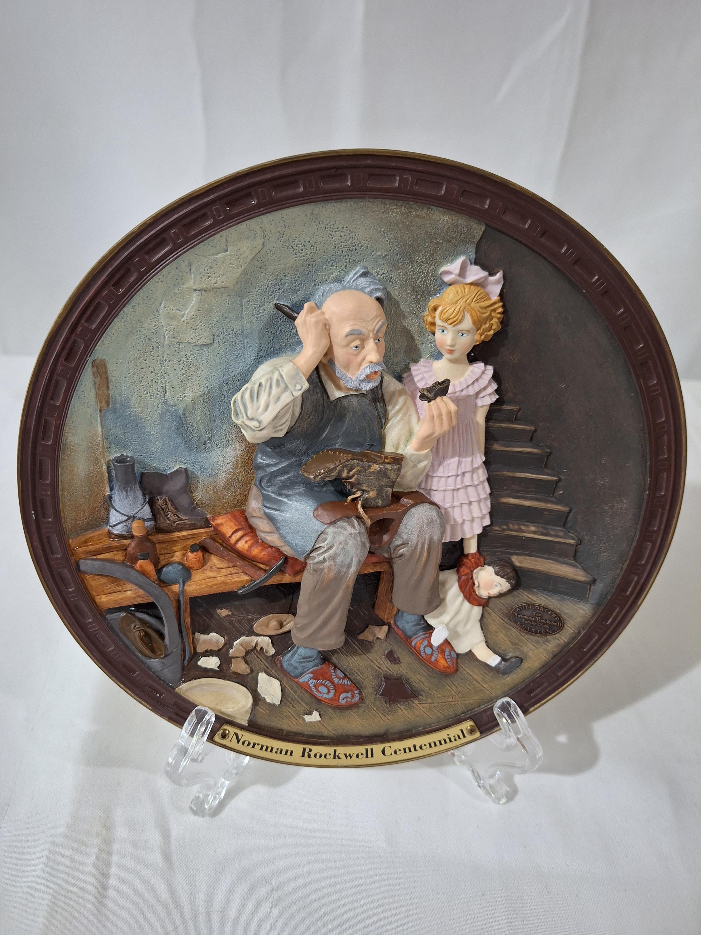 Norman Rockwell 飾り皿 絵皿 インテリア アンティーク Vintage Norman Rockwell Centennial Collection 3D Resin Plate. 