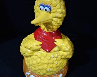 Vintage Sesame Street Big Bird Ceramic Cookie Jar 1970s Muppets Inc Cookies Canister Jim Henson PBS