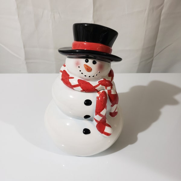 Vintage Christmas Hand Made Hand Painted "Frosty The Snowman" Keramische Cookie Jar Holiday Cookies X-Mas