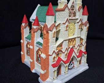 Rare Norma Dickensville Village Series "Snowy Cathedral" Christmas Village 1996 Hand Painted Christmas Town Church