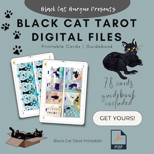 Black Cat Tarot Printable - Black Cat graphics - download pack