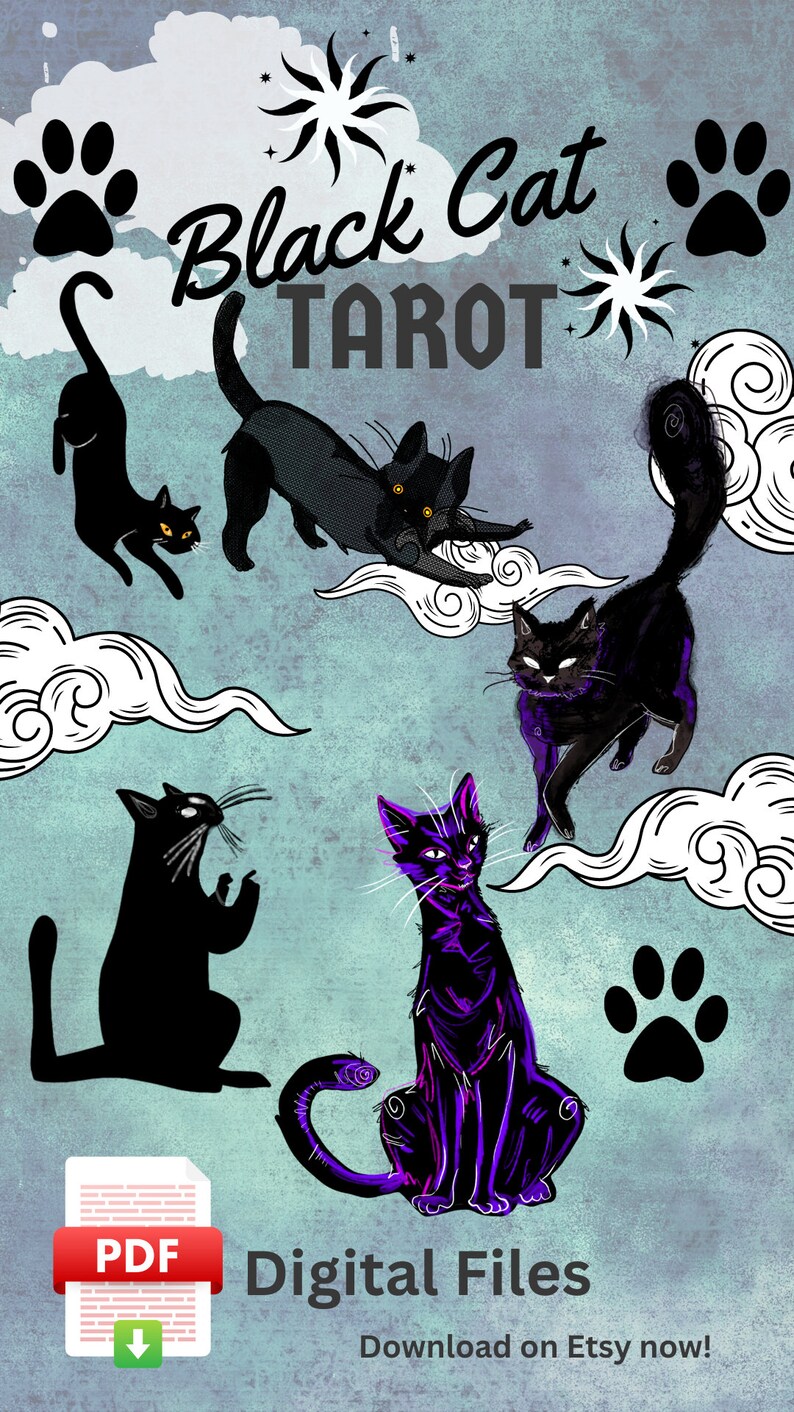 Tarot Deck: 78 Cards & Guidebook (digital Download) Black Cat - Etsy