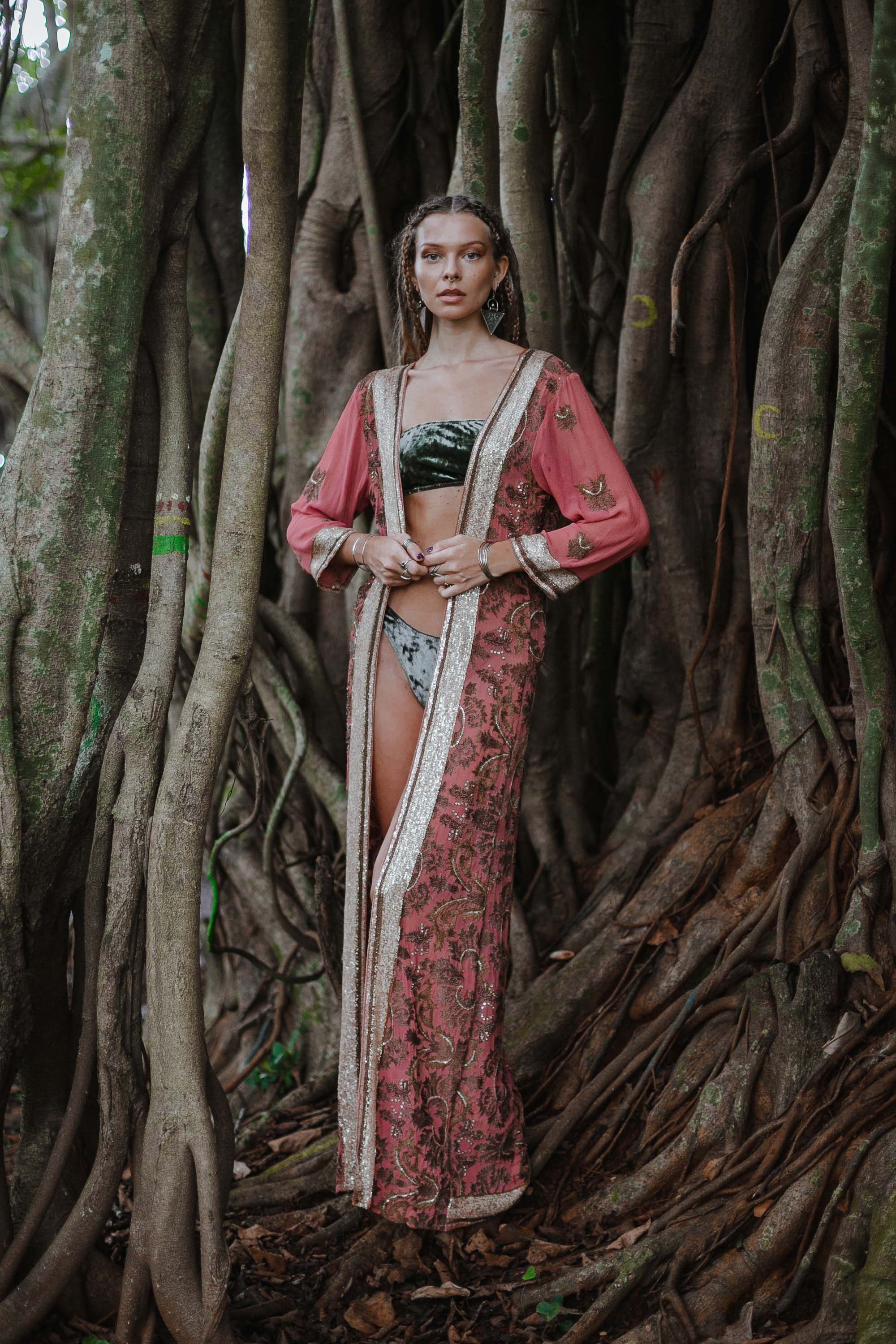 Humming Bird Dawn Long Kimono