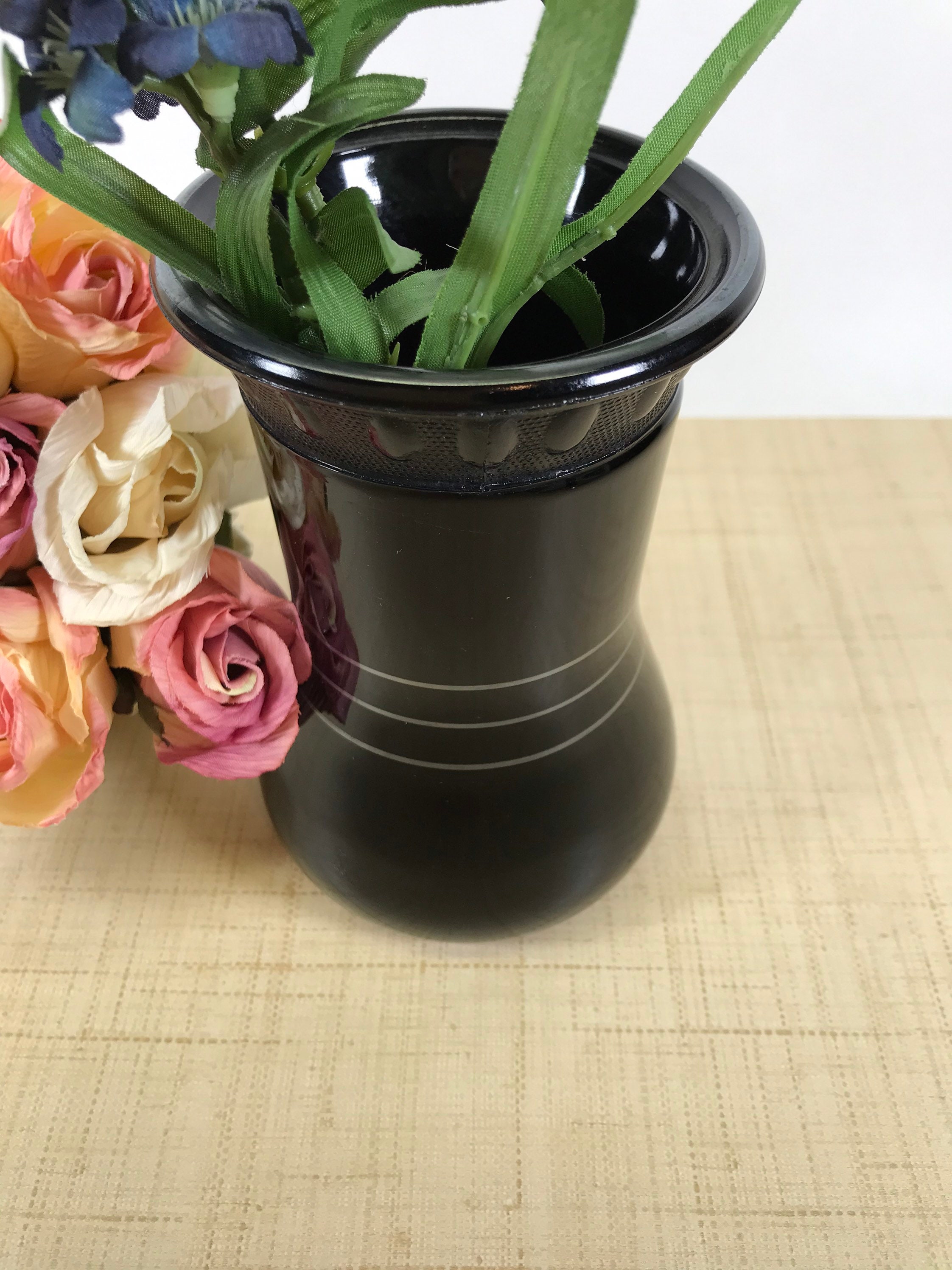 5.5 Inch ART DECO Black Flower Vase Vintage Small Black Vase Etsy
