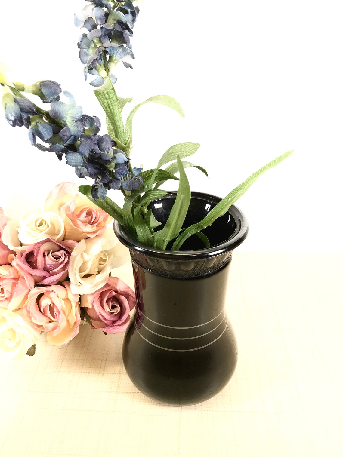 5.5 Inch ART DECO Black Flower Vase Vintage Small Black Vase Etsy