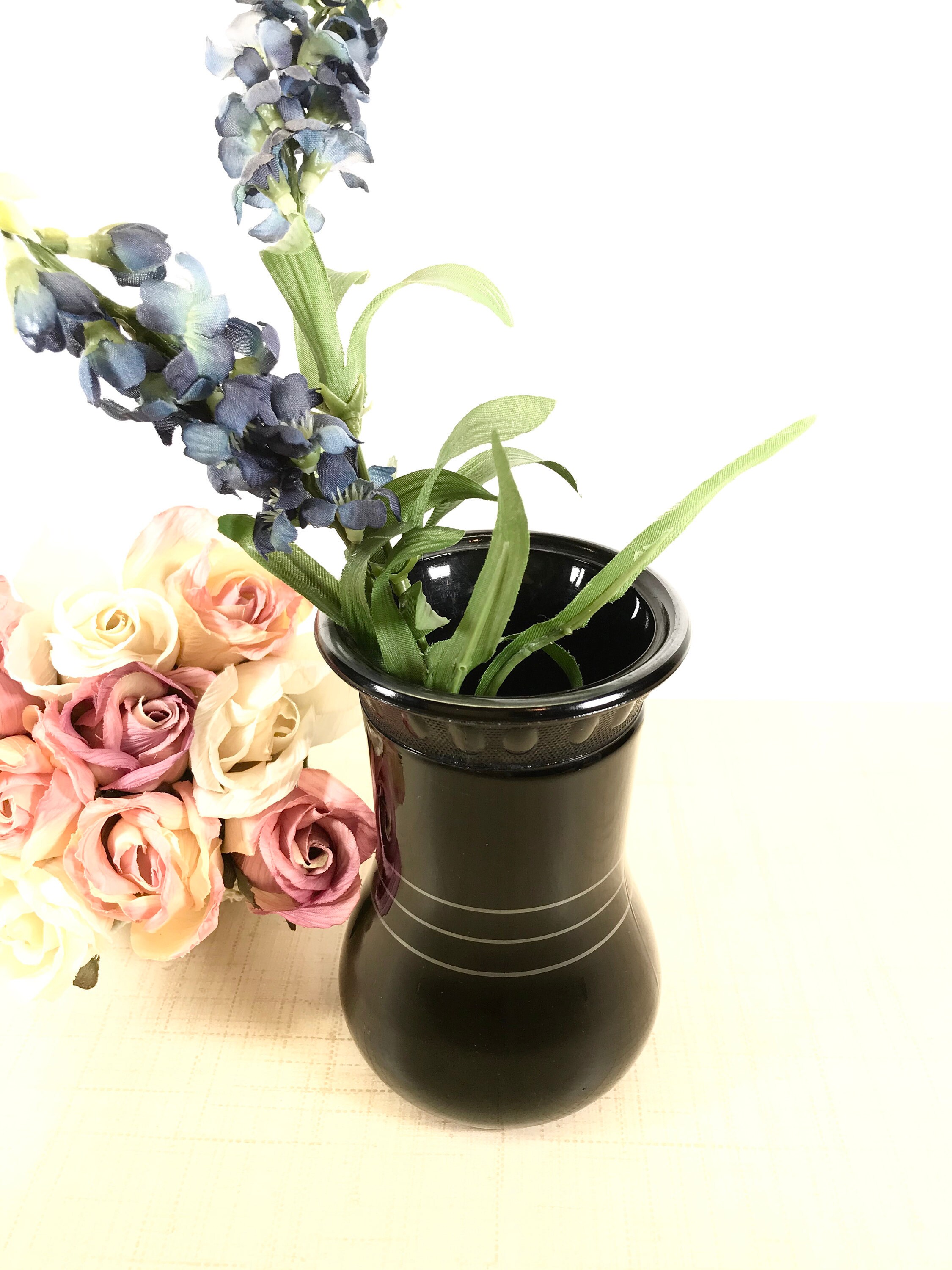 5.5 Inch ART DECO Black Flower Vase Vintage Small Black Vase Etsy