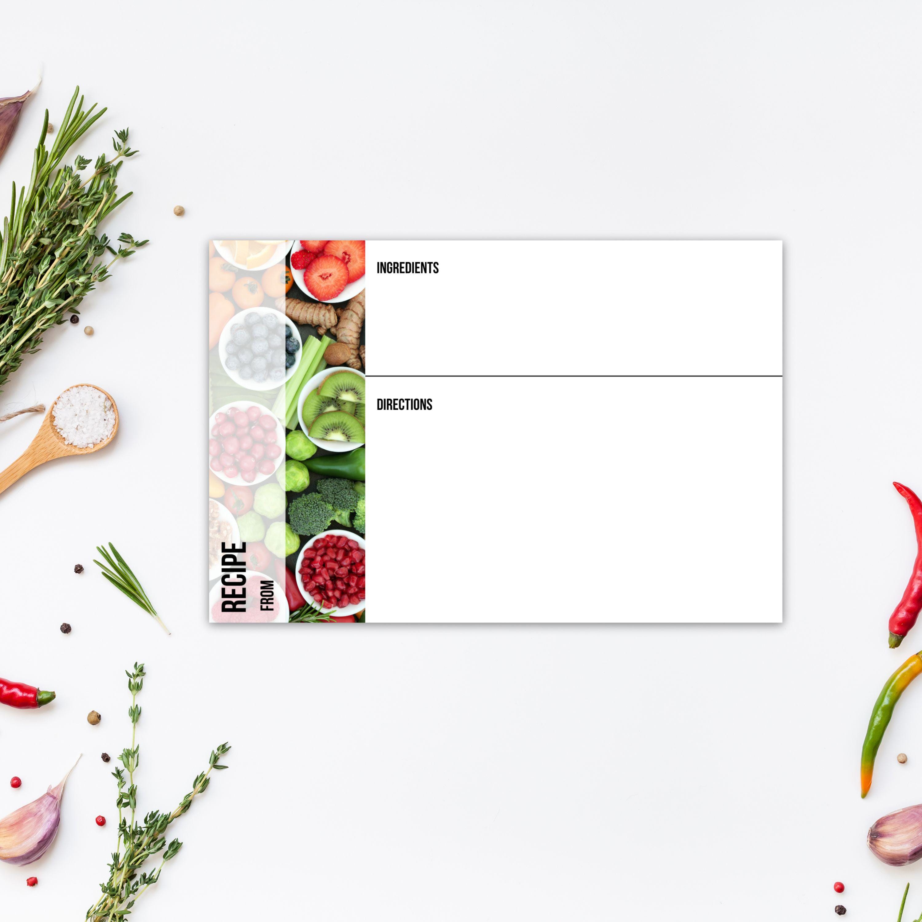 Recipe Card, Modern Colorful Printable Recipe Card PDF, 4