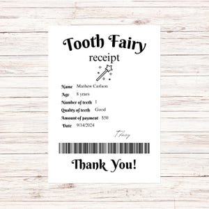 Tooth Fairy Quittung Canva Vorlage, Tooth Fairy Brief, Tooth Fairy editierbare Karte 5 x 7 in
