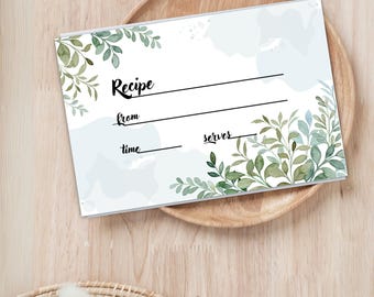 Recipe Card, Vintage floral pattern Recipe Card PDF, 4"x6" retro recipe card template