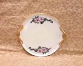 Antique RS Germany Small Serving Plate Hand Painted Porcelain Caroline Duchsel 1925 Pink Roses Floral Shabby Cottage Chic