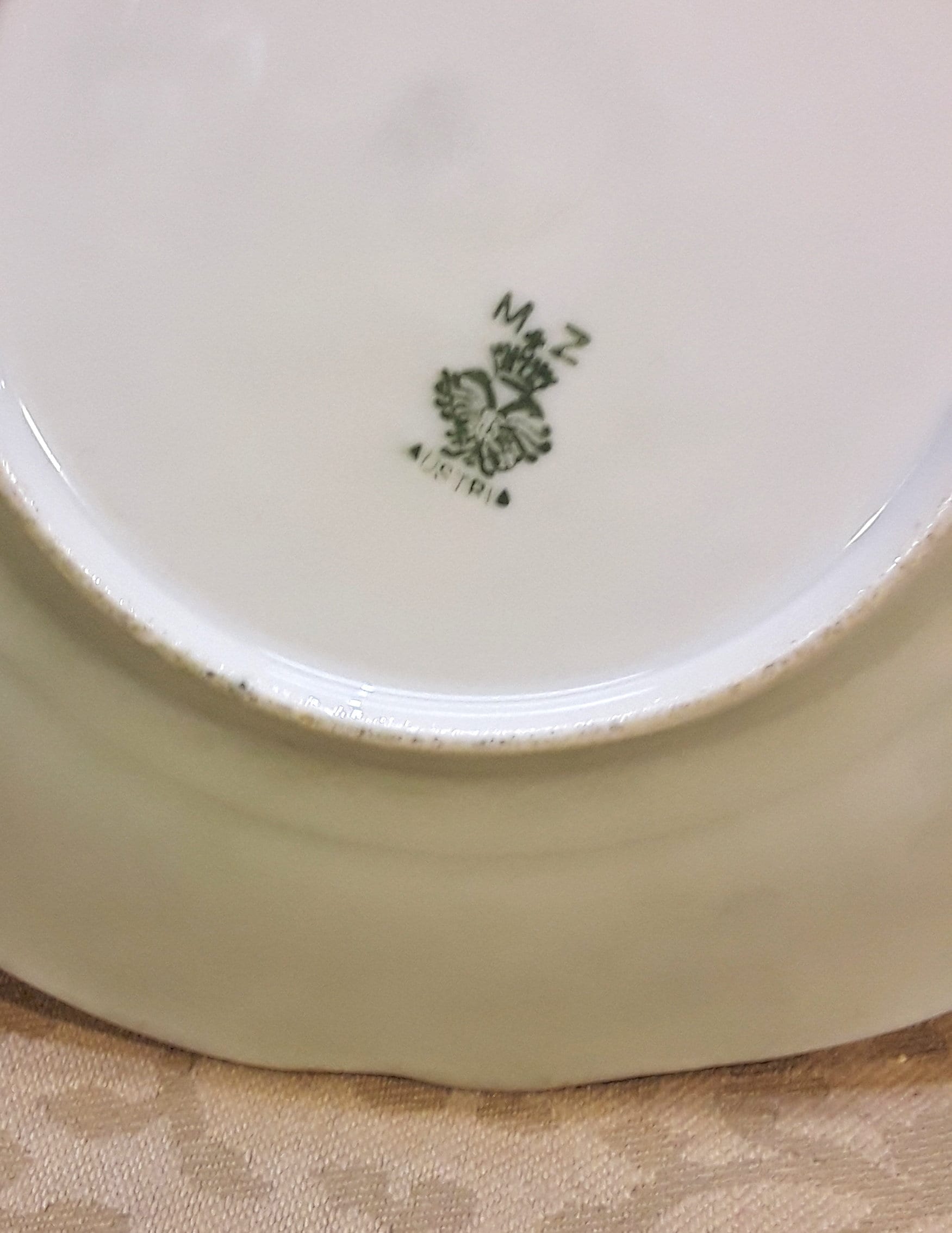 アンティーク MZ オーストリア 手描き磁器 レモントレイ皿 黄色いバラ