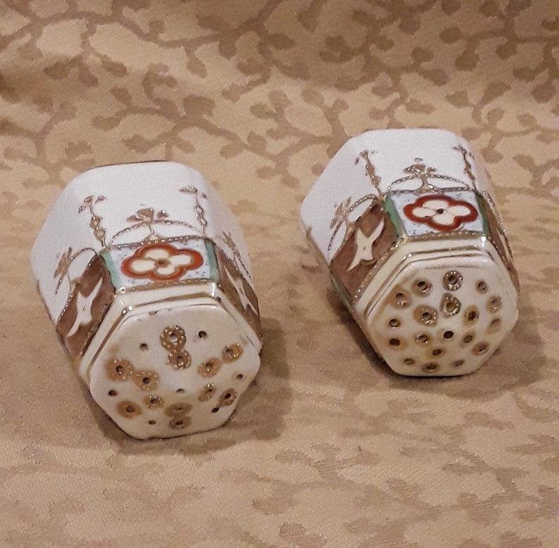 Antique Nippon Hand Painted Salt Pepper Shaker Set Porcelain Etsy