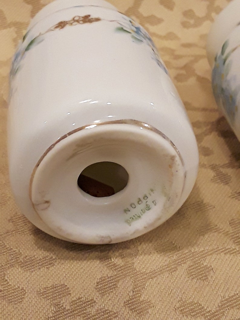 Antique Nippon Salt Pepper Shaker Set Hand Painted Blue Etsy