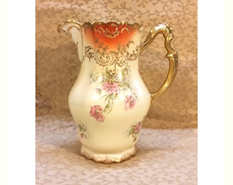 Antique Limoges Chocolate Pot Heavy Rococo Gold Victorian Shabby Cottage
